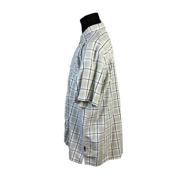 Levi's | Men's Tan White Black Plaid Short Sleeve Button Front Shirt Large - Picture 5 of 8
